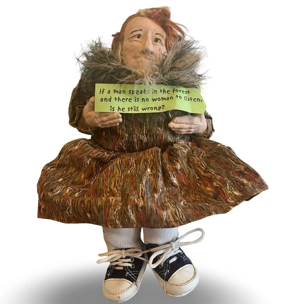 Artisan Ceramic Head Doll Shelf Sitter with Funny Saying